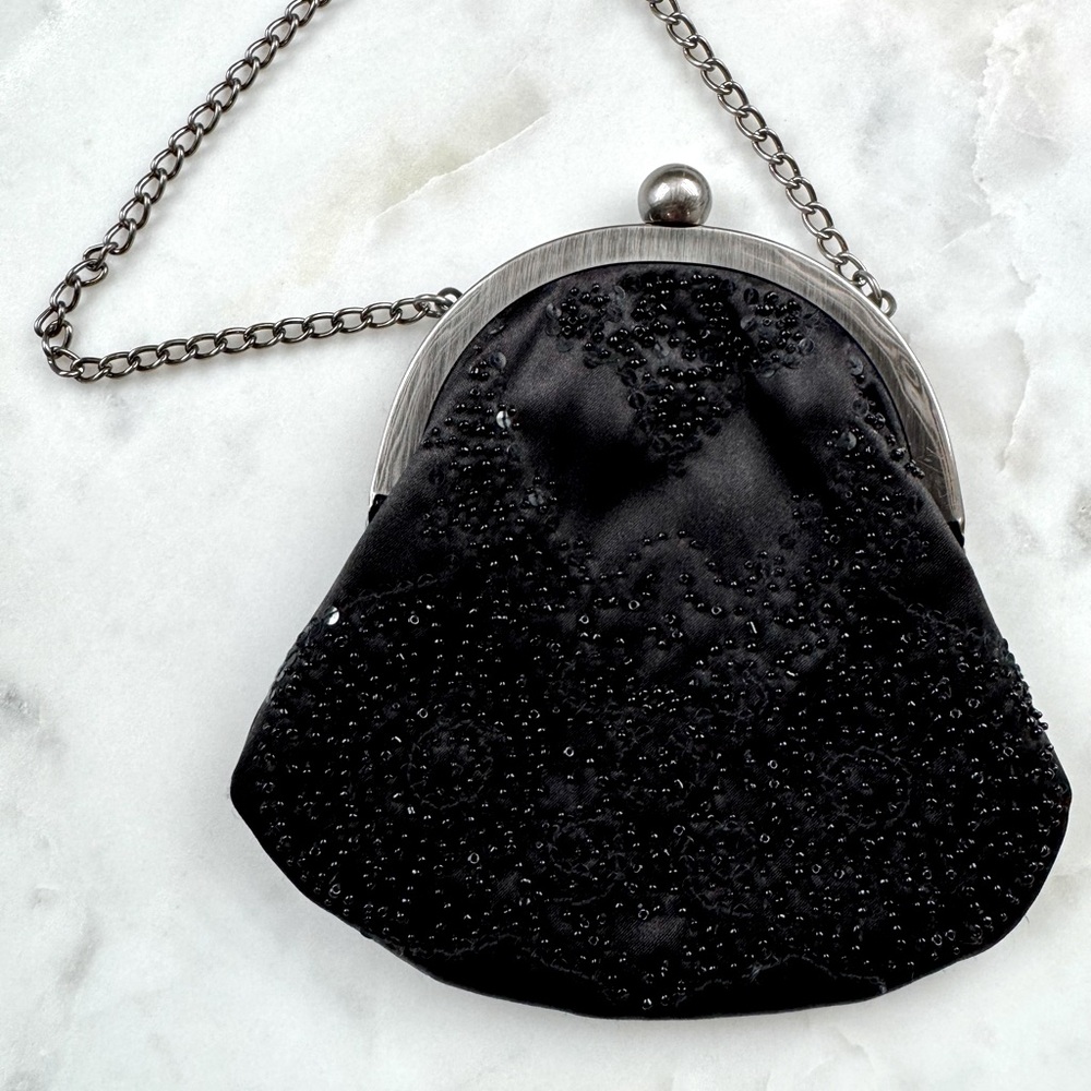 LOFT Black Beaded Formal Clutch